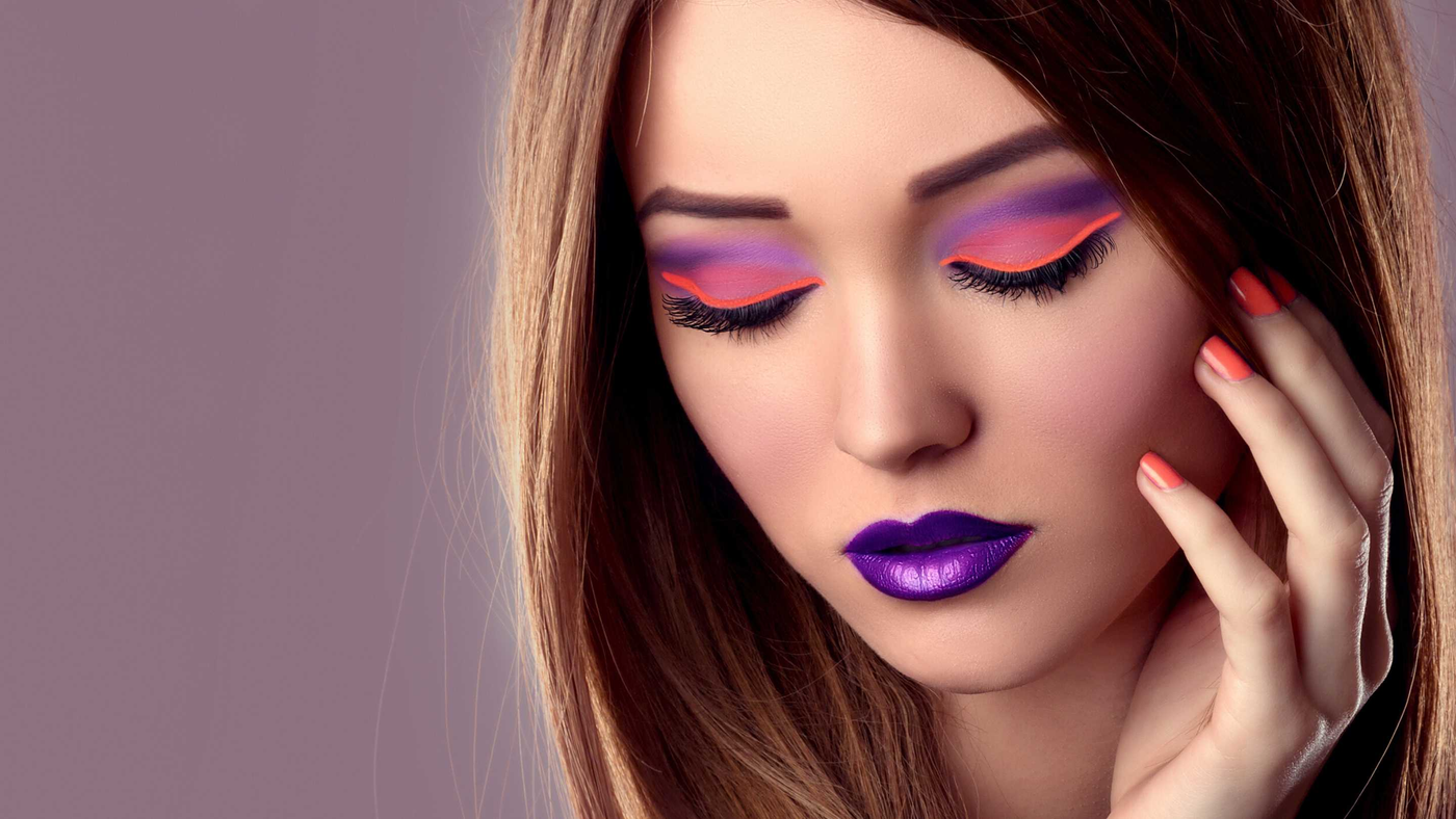 pearl beauty supply female bold eye purple lip makeup